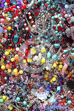 Jewellery mixed colorful jewels plastic jewelry Stock Photo