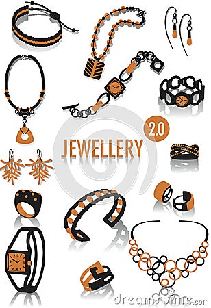 Jewellery silhouettes 2 Vector Illustration