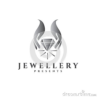 Jewellery vector logo. Gift vector logo. Gold logo. Silver emblem Vector Illustration