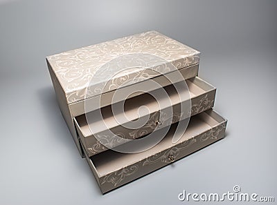 Jewelry box with slides on white background. Stock Photo