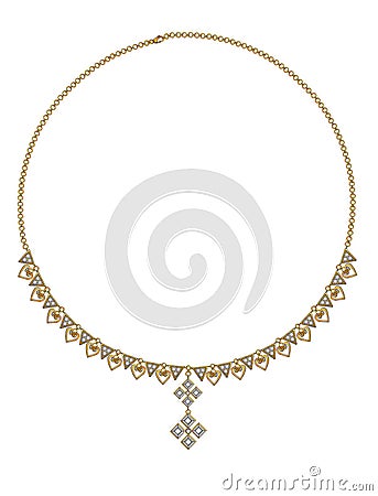 Jewelry design diamond fashion gold necklace. Stock Photo