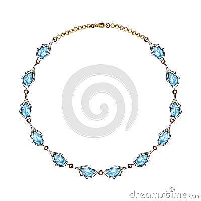 Jewelry design modern art fancy blue topaz necklace. Stock Photo