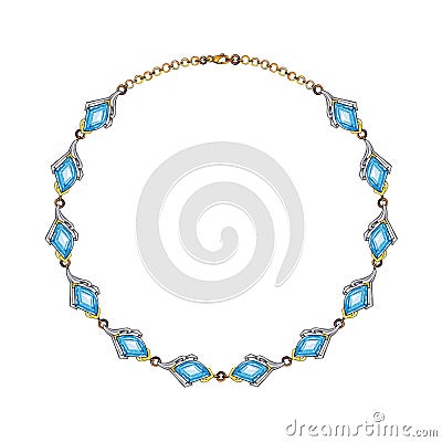 Jewelry design modern art fancy blue topaz necklace. Stock Photo