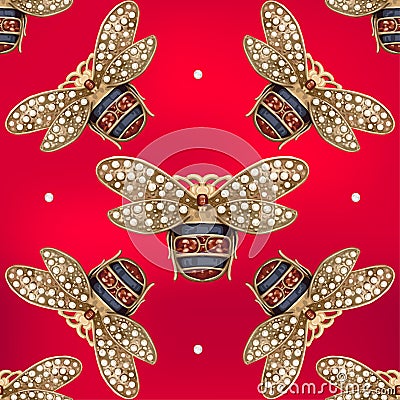 Jewelry of a fly on a red background Vector Illustration