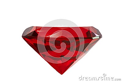 Jewelry and gemstones concept with close up on a red ruby gemstone isolated on a white background with clipping path Stock Photo