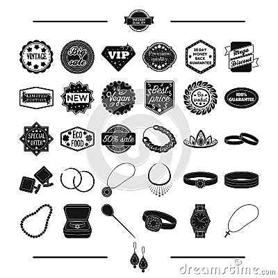 Jewelry, gold, products and other web icon in black style.cross, silver, Pendant, icons in set collection. Vector Illustration