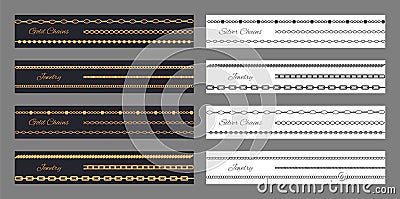 Jewelry Gold and Silver Chains Vector Illustration Vector Illustration