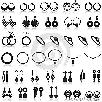 Jewelry items icons set Vector Illustration