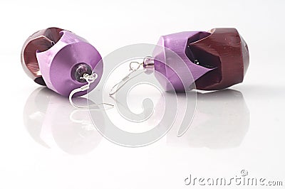 Earrings in recycled coffee pods Stock Photo