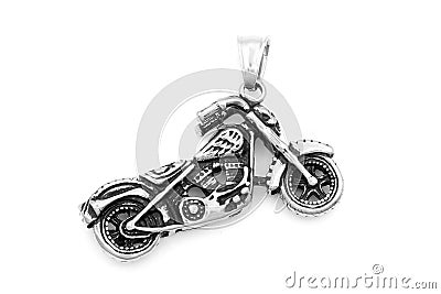 Jewelry for men. Pendant motorbike chopper. Stainless steel Stock Photo