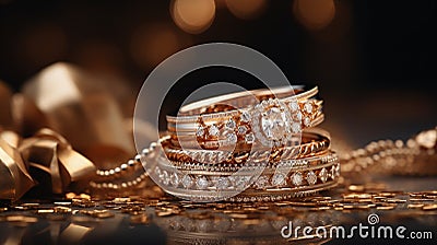 Jewelry, necklace, bracelet, ring, style beautiful acessory wedding diamong gold silver, gift elegancy diamonds shiny Stock Photo