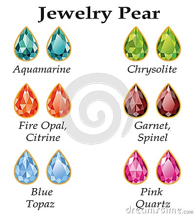 Jewelry Pear Isolated Objects Vector Illustration