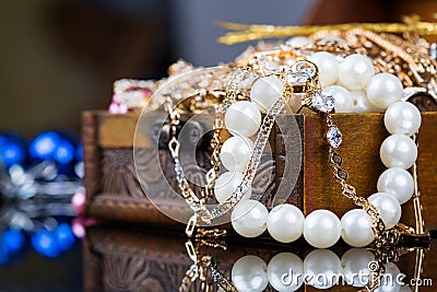 Jewelry, pearl jewelry box Stock Photo