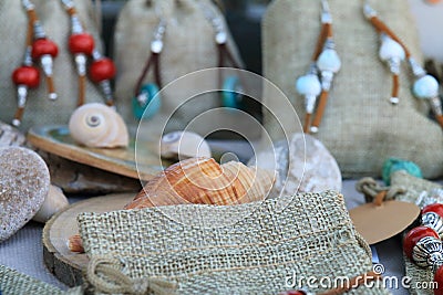 Jewelry placed on sale at a street market Stock Photo