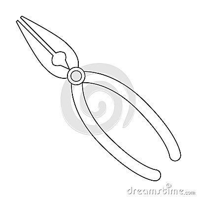 Jewelry pliers icon in outline style isolated on white background. Precious minerals and jeweler symbol stock vector Vector Illustration