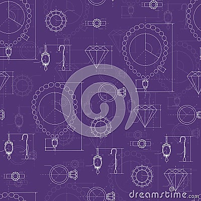 Jewelry Production Sketch Seamless Pattern. Vector Illustration