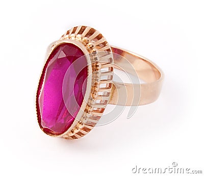 Jewelry ring with ruby Stock Photo