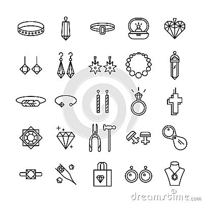 Jewelry shop icons. Vector Illustration