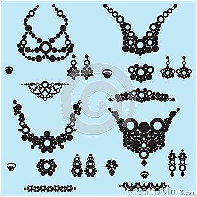 Jewelry silhouettes Vector Illustration