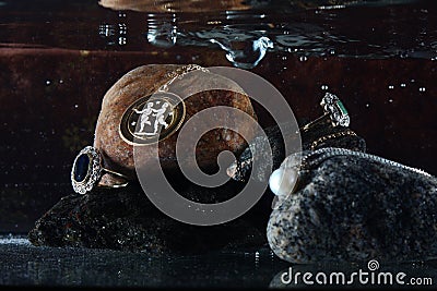 Jewelry underwater Stock Photo