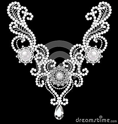 jewelry woman necklace with pearls Vector Illustration