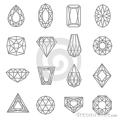 Jewels Line Icons Set Vector Illustration