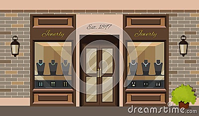 Jewerly shop store facade with storefront vector Vector Illustration