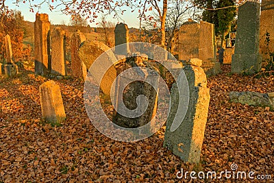 Jewisch cemetery, Stare mesto pod Landstejnem. Stock Photo