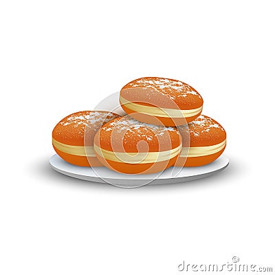 Jewish bakery on plate icon, realistic style Vector Illustration