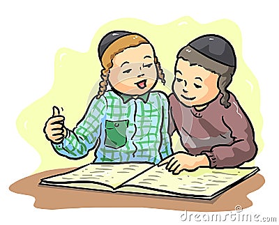 Jewish boys learning Stock Photo