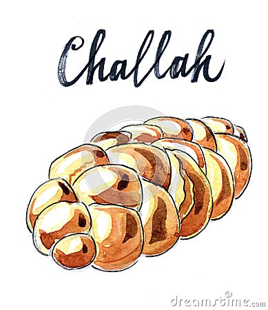 Jewish braided challah Vector Illustration