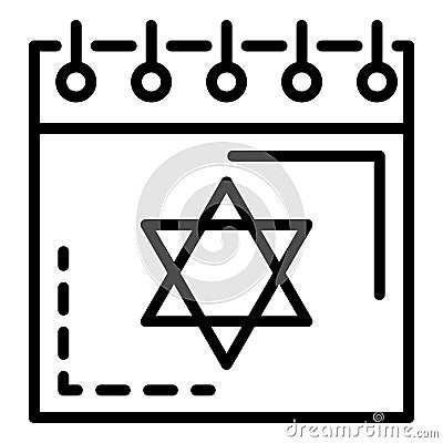Jewish calendar icon, outline style Vector Illustration