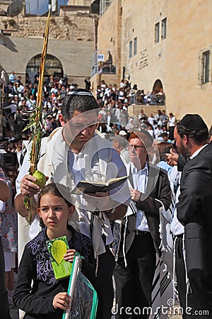 The Jewish family prays Editorial Stock Photo