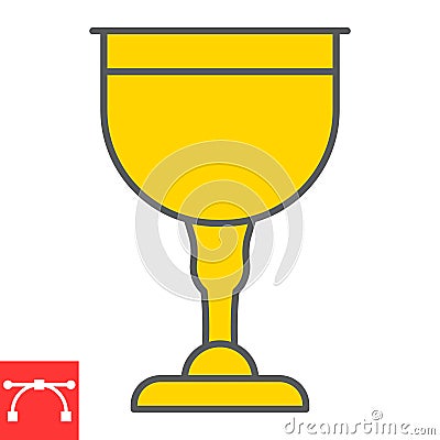 Jewish goblet color line icon, rosh hashanah and Jewish cup, chalice sign vector graphics, editable stroke filled Vector Illustration