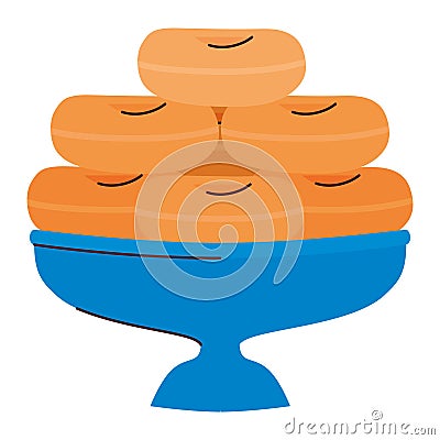 jewish hanukkah pile of donuts Vector Illustration