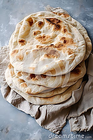 Jewish holiday bread matzah on kitchen table. Stask of matza or matzoh. Happy Passover Stock Photo