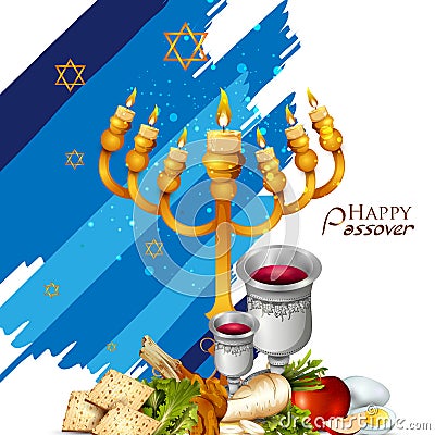 Jewish holiday of Passover Pesach Seder Vector Illustration