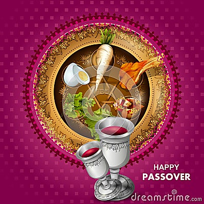 Jewish holiday of Passover Pesach Seder Vector Illustration