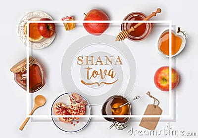 Jewish holiday Rosh Hashana banner design Stock Photo