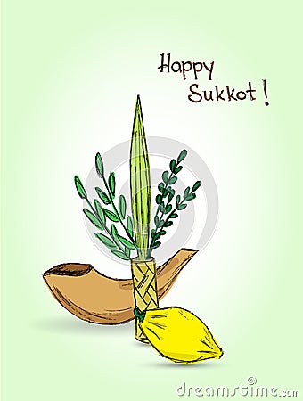 Jewish holiday Sukkot Vector Illustration