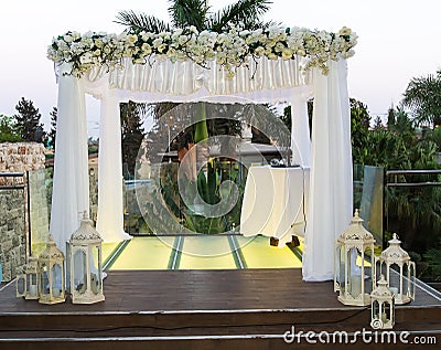 Jewish Hupa , wedding putdoor . Stock Photo