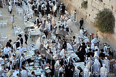Jewish man celebrate Simchat Torah. Editorial Stock Photo