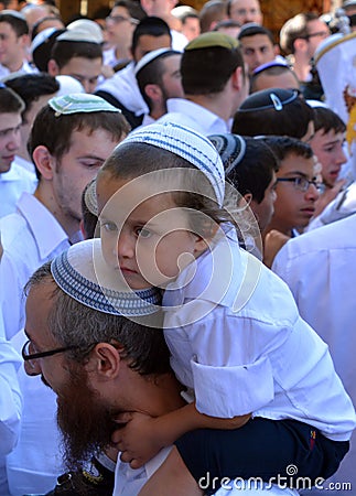 Jewish man celebrate Simchat Torah Editorial Stock Photo
