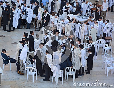 Jewish man celebrate Simchat Torah. Editorial Stock Photo