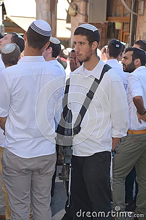 Jewish men celebrate Simchat Torah Editorial Stock Photo