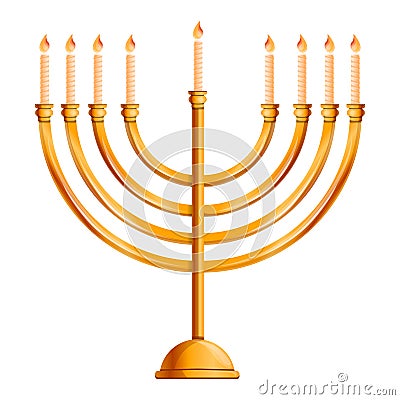 Jewish menorah icon, cartoon style Vector Illustration