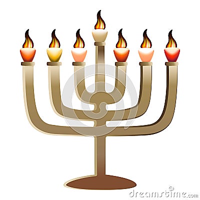 Jewish menorah icon, realistic style Vector Illustration