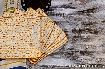 jewish prayer on holy matza on passover Stock Photo