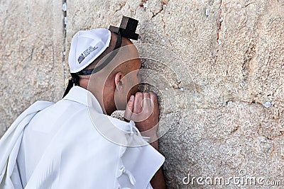 Jewish praying at the western wall Editorial Stock Photo