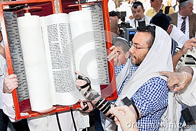 Jewish reading pray from Torah Editorial Stock Photo